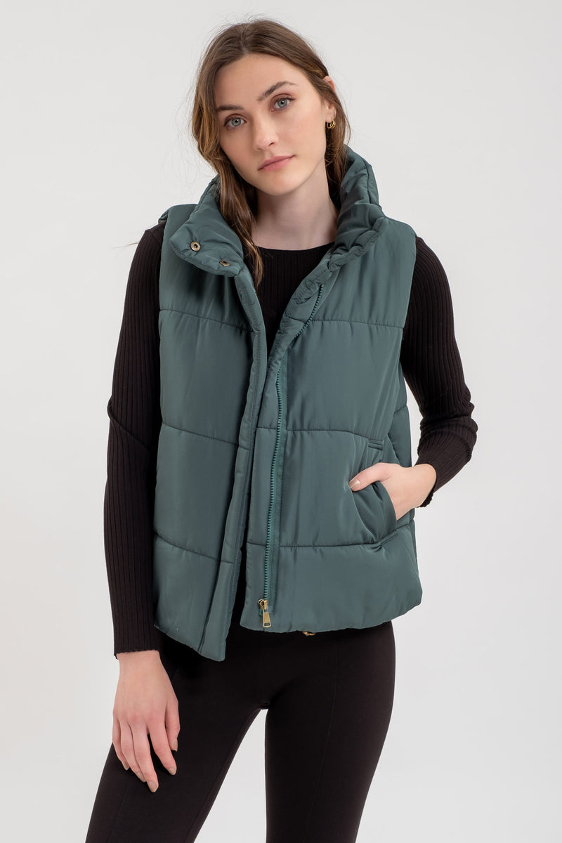 Genna Puffer Vest - Hunter Green