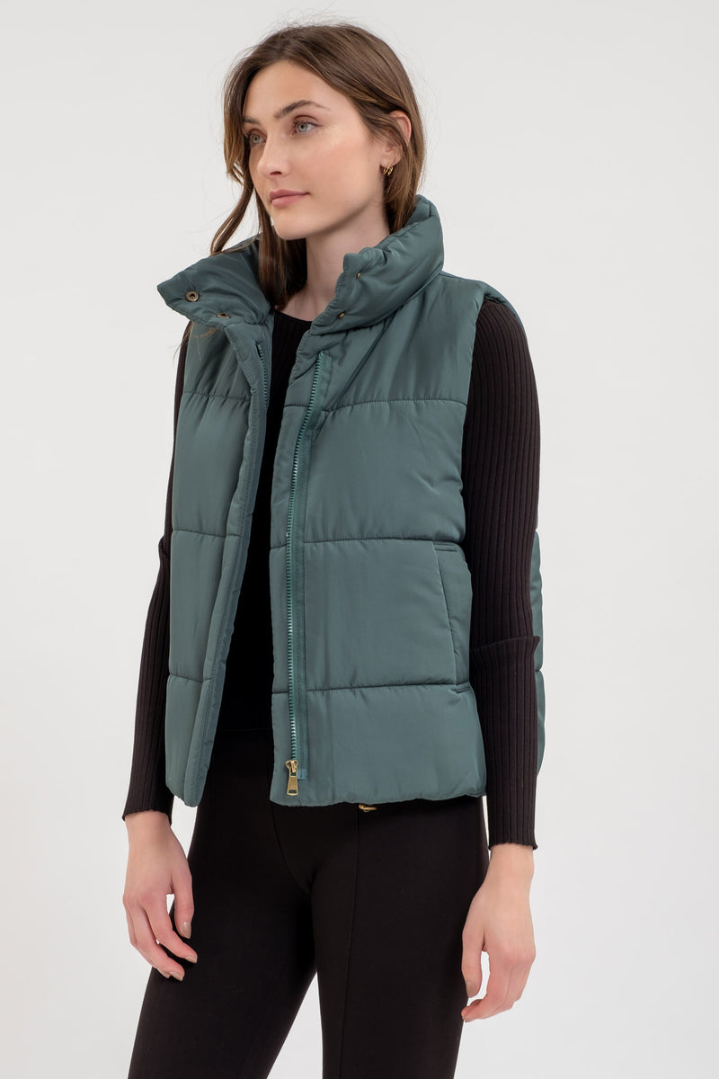 Genna Puffer Vest - Hunter Green