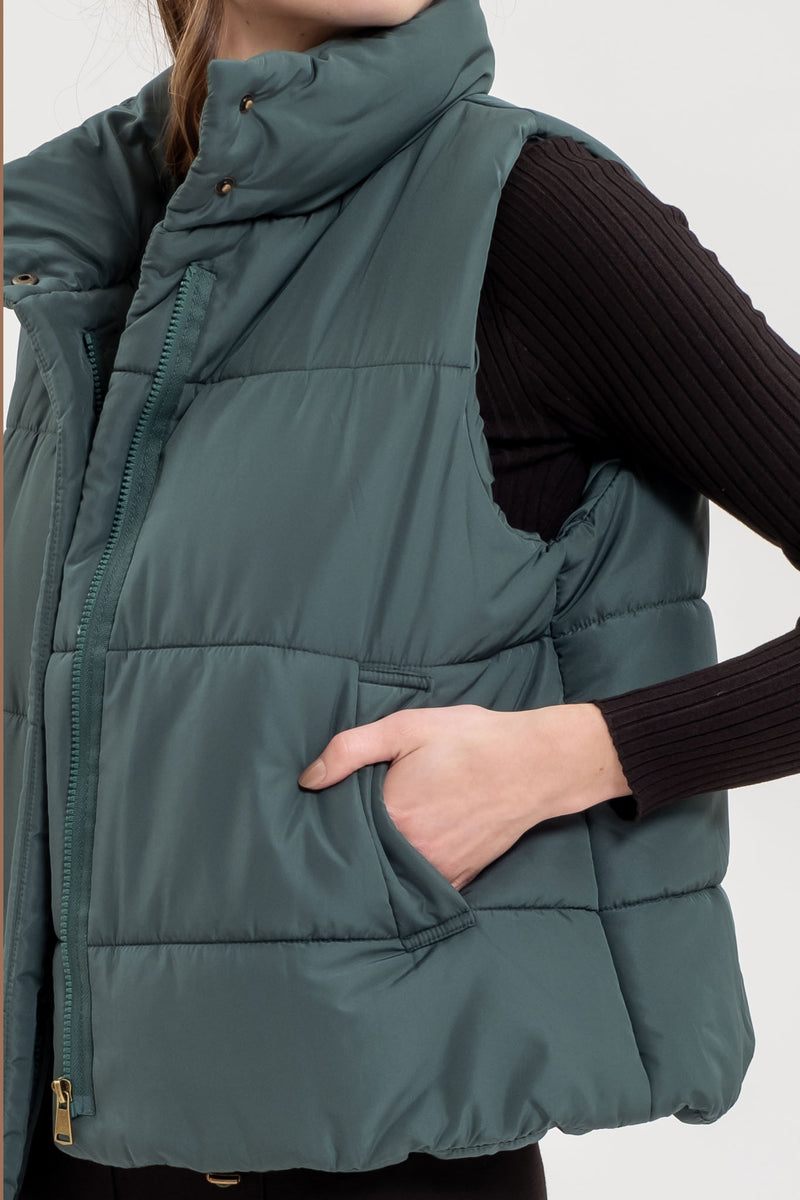 Genna Puffer Vest - Hunter Green