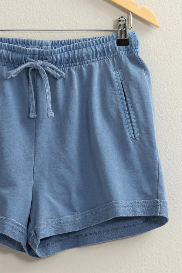 North Shore Cotton Lounge Shorts - Gray Blue
