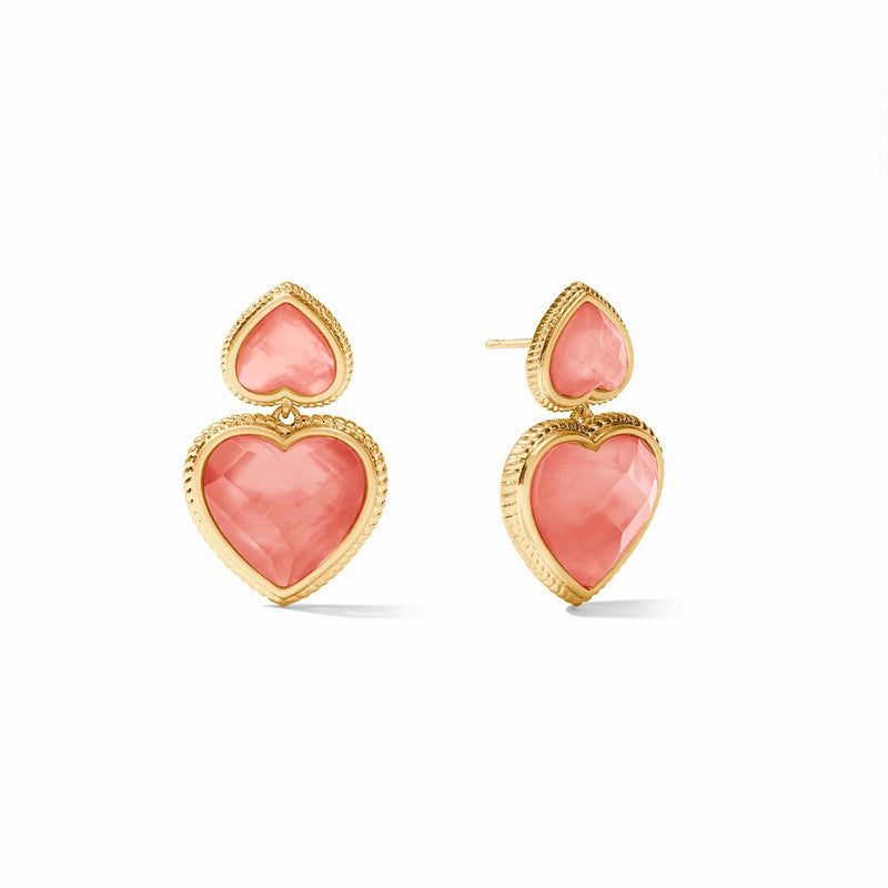 Heart Statement Gold Earrings - Blush Pink
