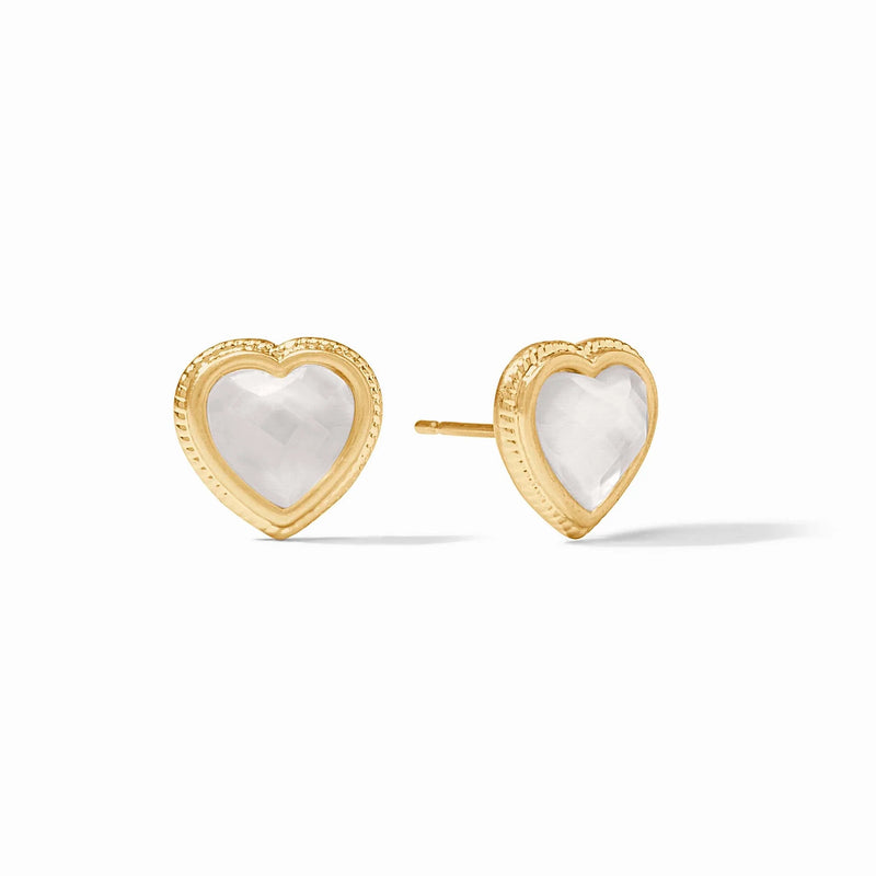 Heart Gold Stud - Clear Crystal