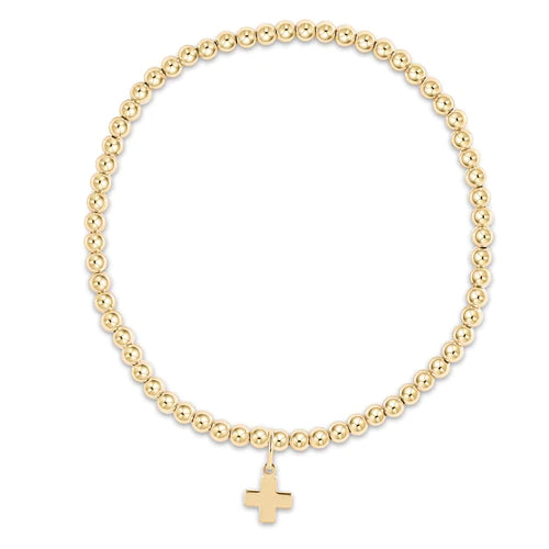 Classic Gold 3mm Bead Bracelet Gold Cross Charm