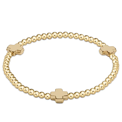 Signature Cross 2mm Bracelet - Gold