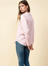 Dusty Pink Silky Button Down Top