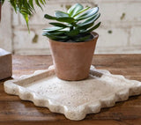 Square Beige Scalloped Tray