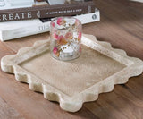 Square Beige Scalloped Tray