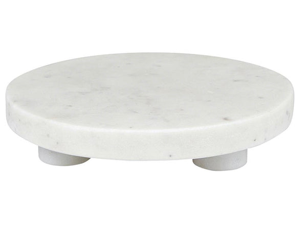 White Marble Footed Tray 6"