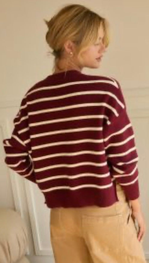 Burgundy Stripe Sweater