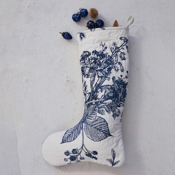 Blue + White Botanical Stocking