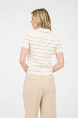 Katarina Knit Polo - White + Cream