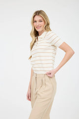 Katarina Knit Polo - White + Cream