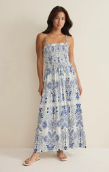 Nadine Palm Maxi Dress - Nautical Blue