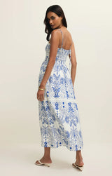 Nadine Palm Maxi Dress - Nautical Blue