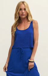 Joanna Textured Knit Cropped Tank - Nautical Cobalt Blue