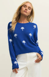 Sienna Palm Sweater - Nautical Cobalt Blue