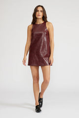 Onyx Faux Leather Dress - Burgundy