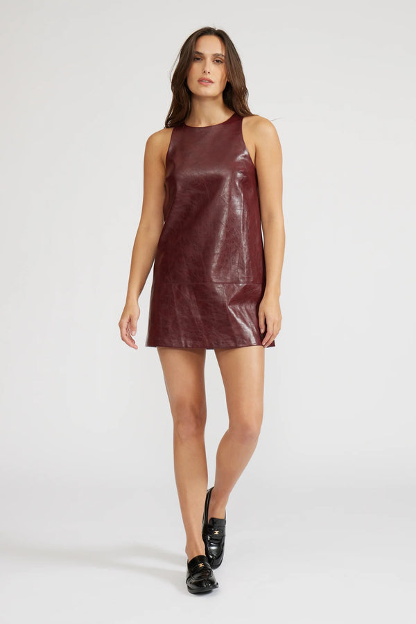 Onyx Faux Leather Dress - Burgundy