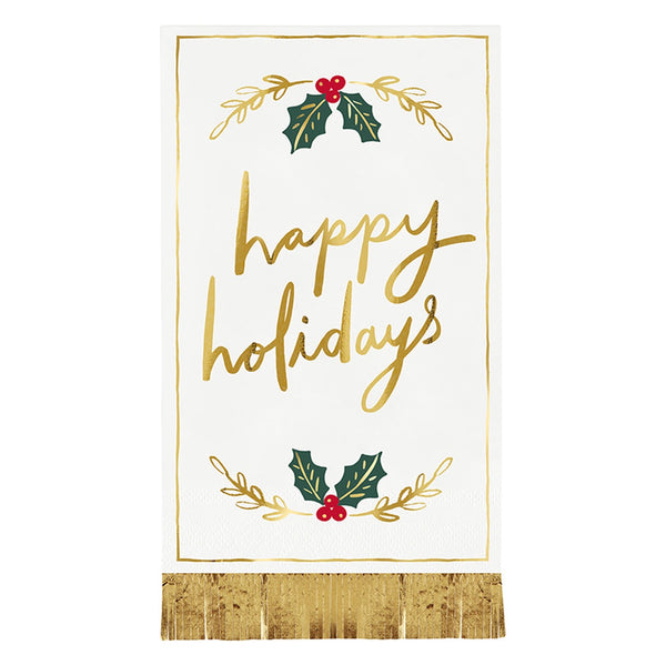 Happy Holidays Fringe Guest Napkin