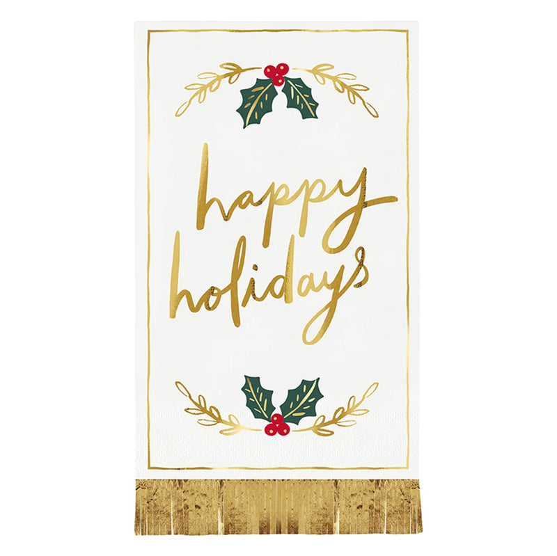 Happy Holidays Fringe Guest Napkin