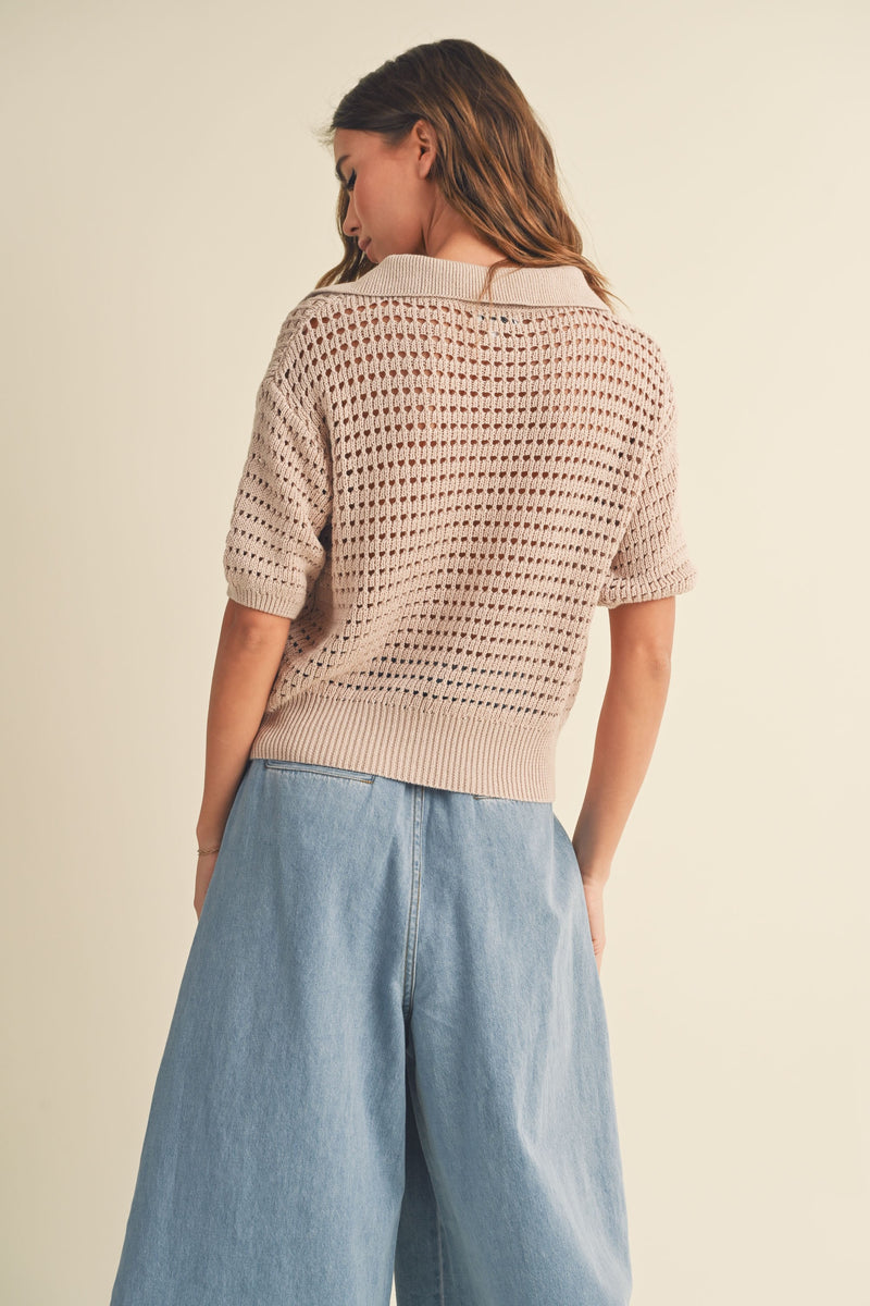 Marlow Crochet Knit Collard Top