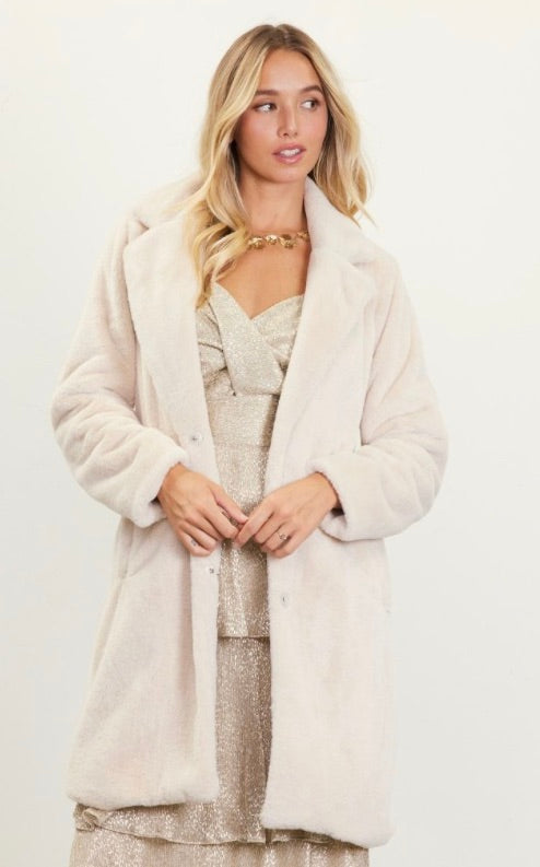 Cream Faux Fur Coat