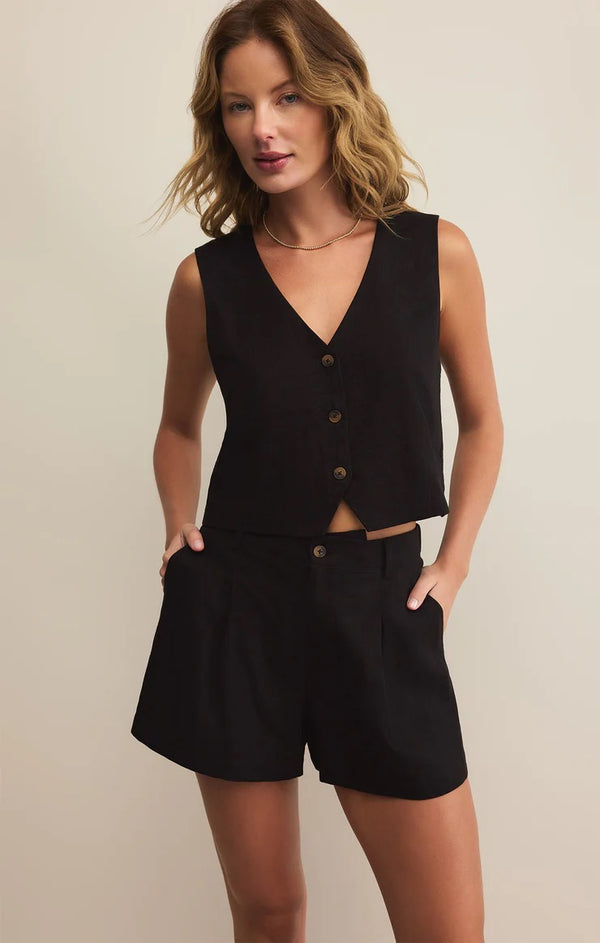 Topanga Linen Shorts - Black
