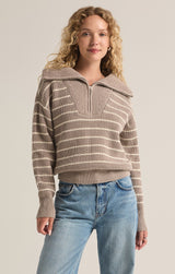 Villa Half Zip Sweater - Heather Taupe