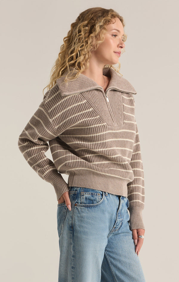 Villa Half Zip Sweater - Heather Taupe