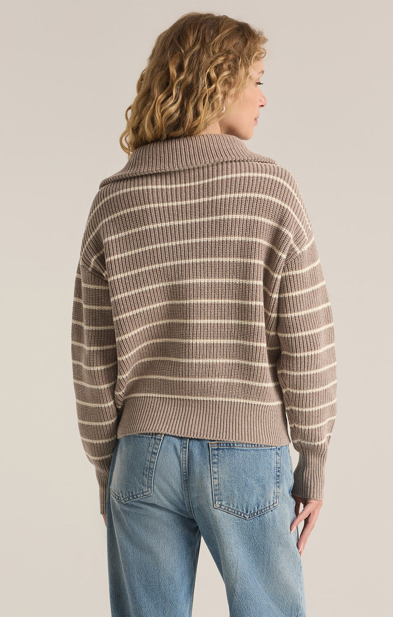 Villa Half Zip Sweater - Heather Taupe