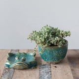 Stoneware Planter + Frog Base