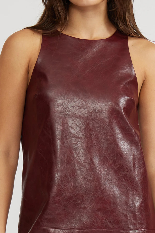 Onyx Faux Leather Dress - Burgundy