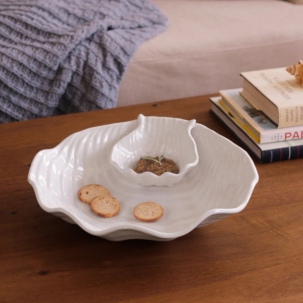 Luxury Melamine Ocean Shell Chip + Dip Bowl Set