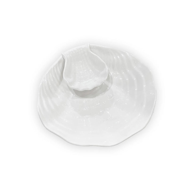 Luxury Melamine Ocean Shell Chip + Dip Bowl Set