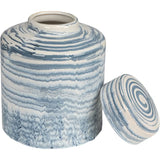 Blue + White Stoneware Jar w/ Lid