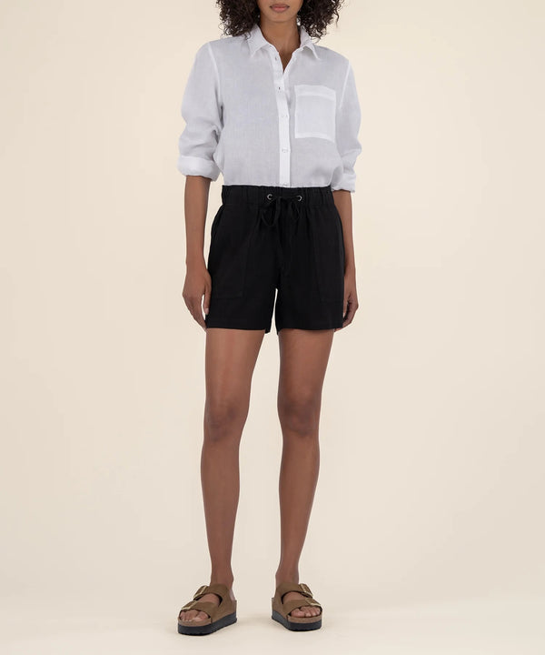 Katana Linen Drawstring Shorts - Black