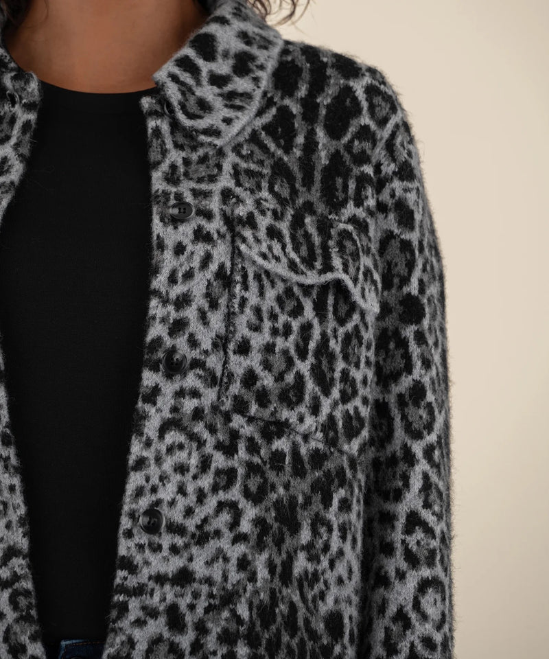 Ava Snow Leopard Sweater Jacket