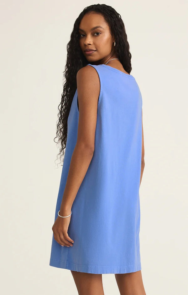 Sloane V Neck Mini Dress - Bay Blue