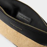 Riviera Raffia Wristlet Clutch - Raffia + Black