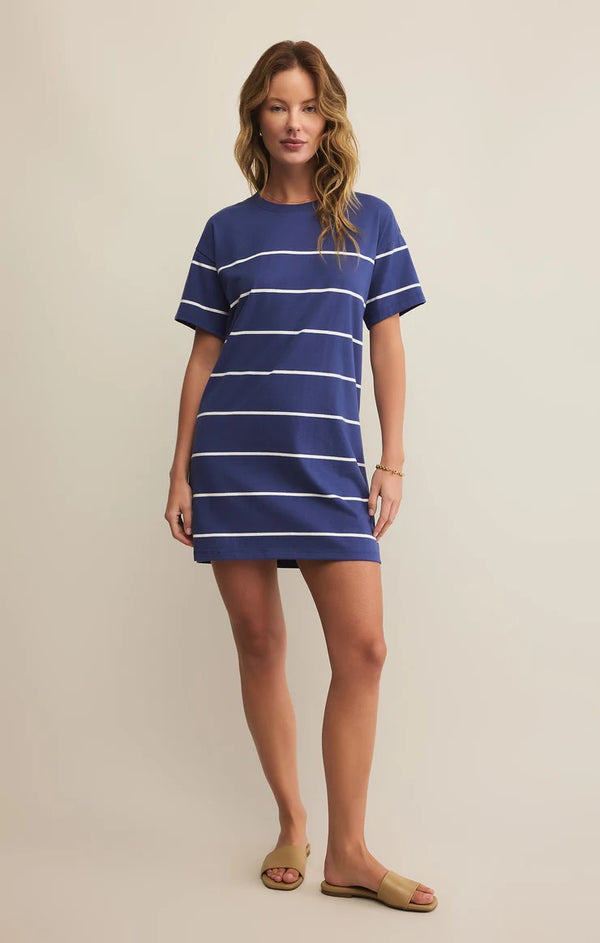Sway Stripe Mini Dress - Yacht Blue