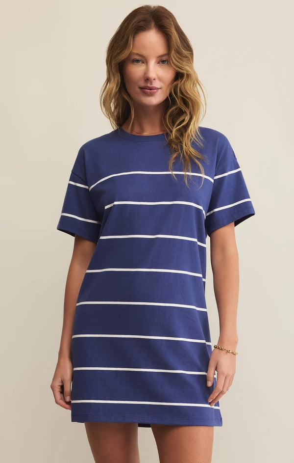 Sway Stripe Mini Dress - Yacht Blue