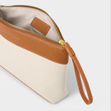 Canvas Wristlet Clutch - Canvas + Cognac