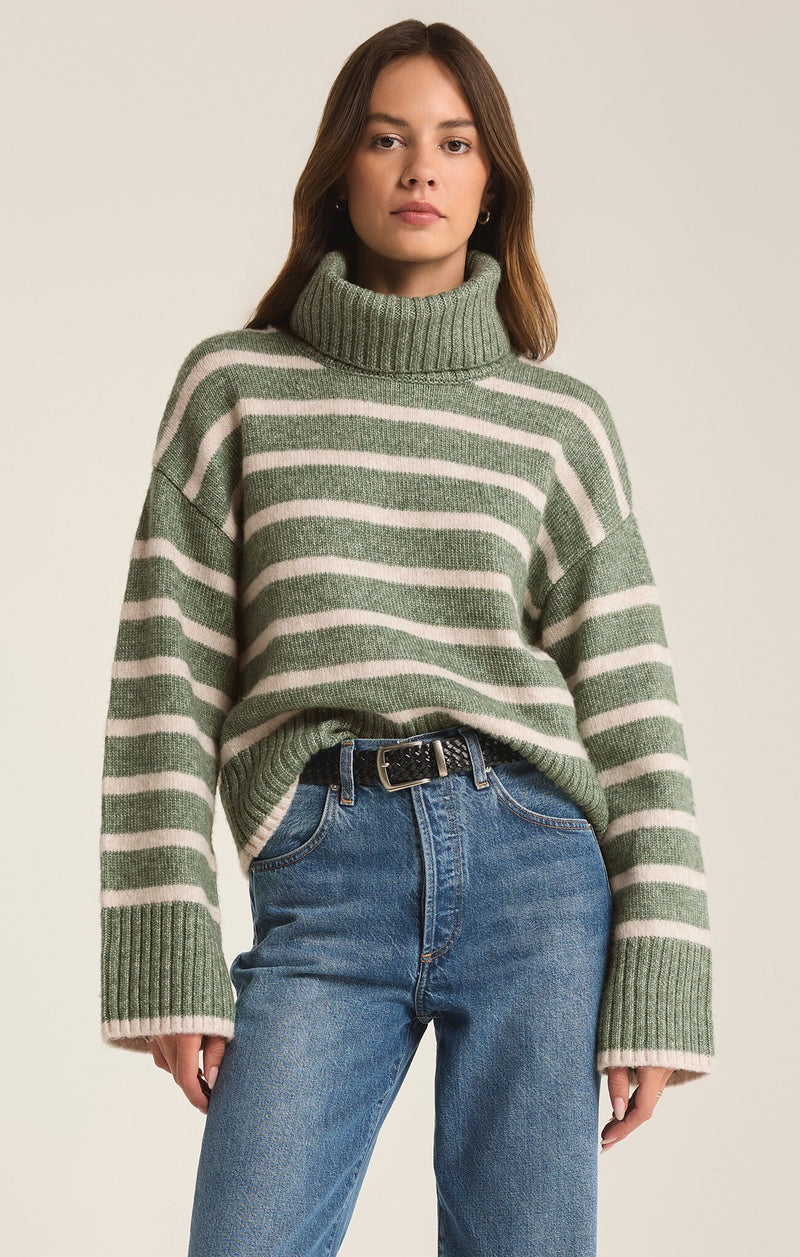 Josephine Stripe Sweater - Palm Green