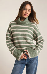 Josephine Stripe Sweater - Palm Green