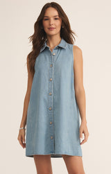 New Day Twill Mini Dress - Light Vintage Indigo