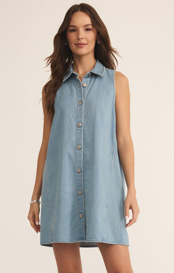 New Day Twill Mini Dress - Light Vintage Indigo