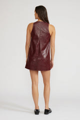 Onyx Faux Leather Dress - Burgundy