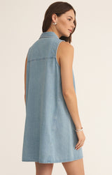 New Day Twill Mini Dress - Light Vintage Indigo
