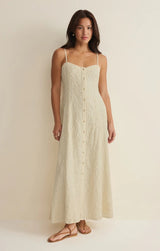 Angel Eyes Embroidered Maxi Dress - Champagne