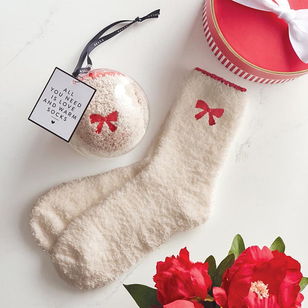 Cozy Socks with Holiday Bow